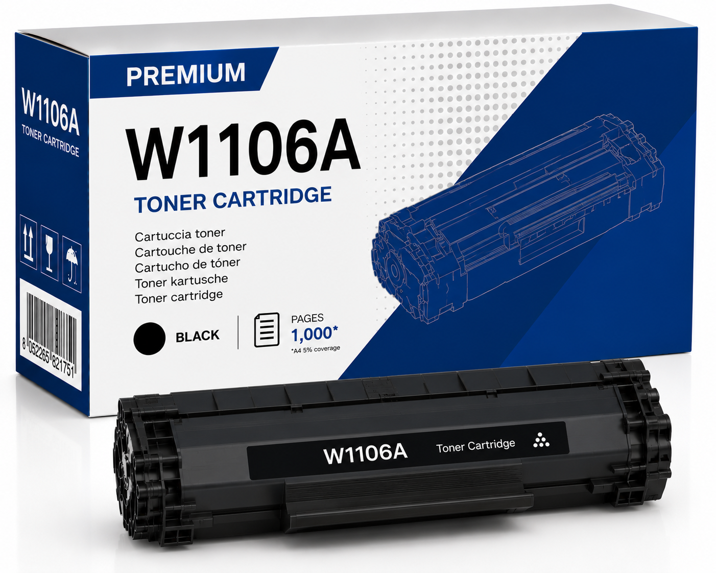 Toner Compatibile HP W1106A 106A con chip Nero Premium per HP Laser 107 135 1000 Pagine