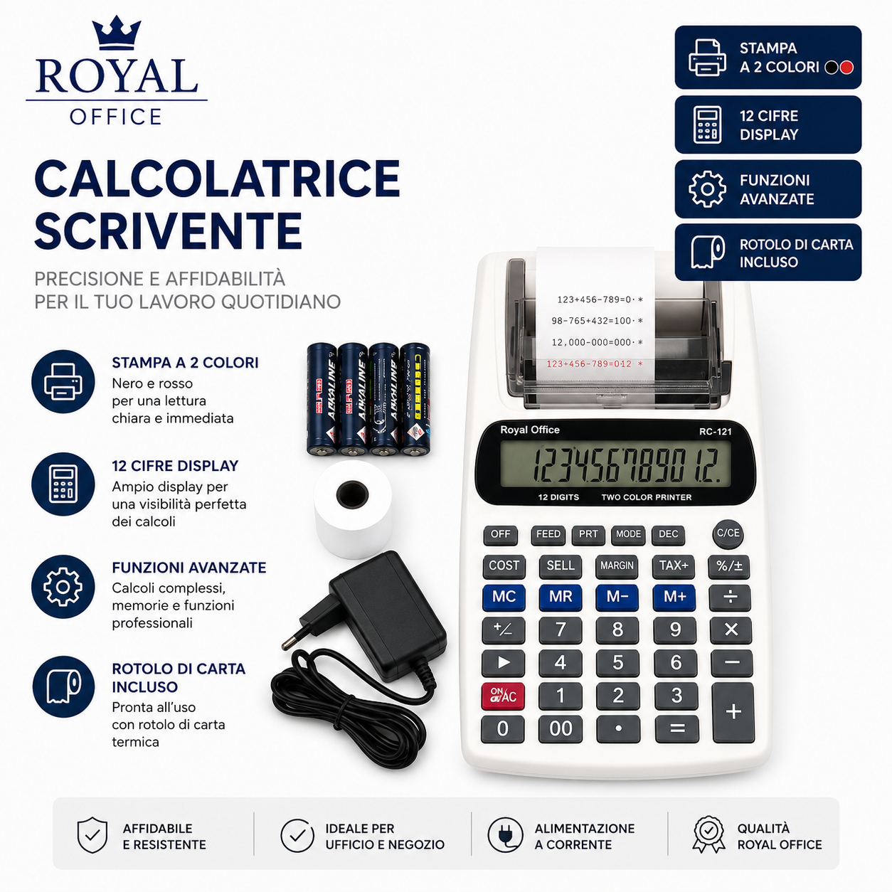 Calcolatrice Tascabile da Tavolo Royal Office FMS10 - Display 10 Cifre - stampa in nero