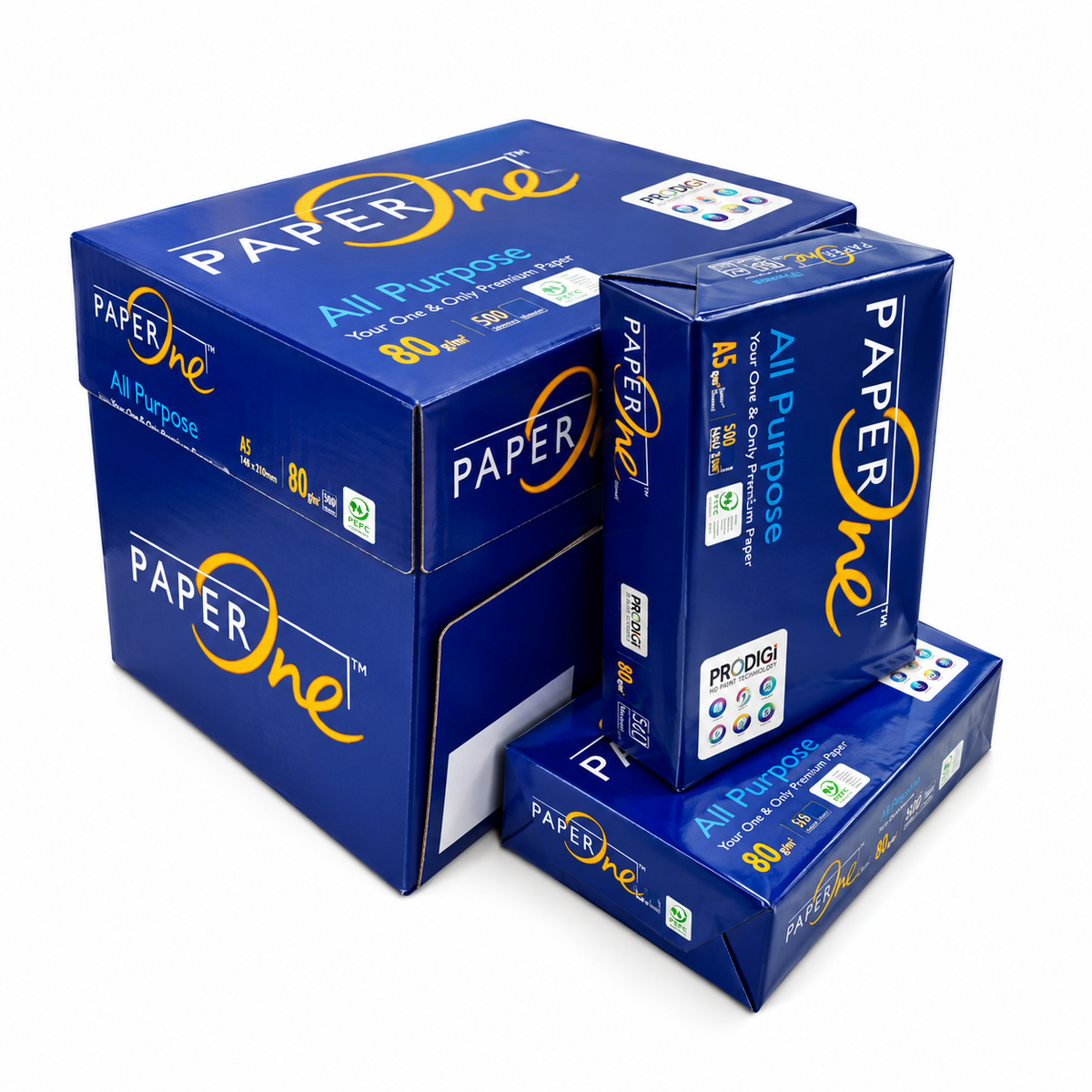 Carta A5 PaperOne All Purpose 80gr - confezione da 10 risme (5000 Fogli) per Ricette Mediche, fatture, documenti interni