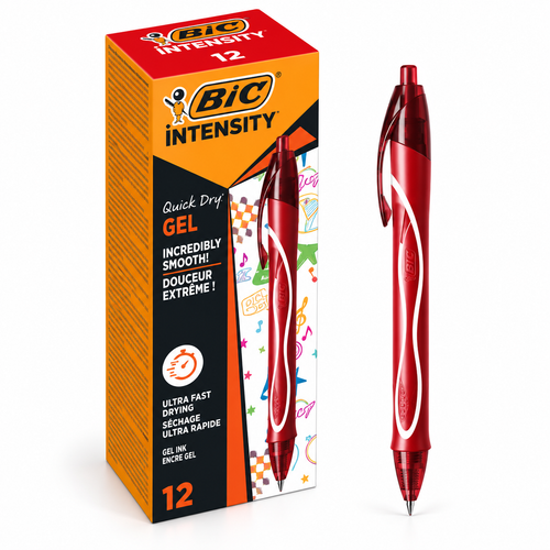BIC Intensity Quick Dry Gel rossa con confezione da 12 penne