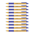 10 penne STABILO pointball blu con fusto arancione, impugnatura in gomma blu e meccanismo a scatto