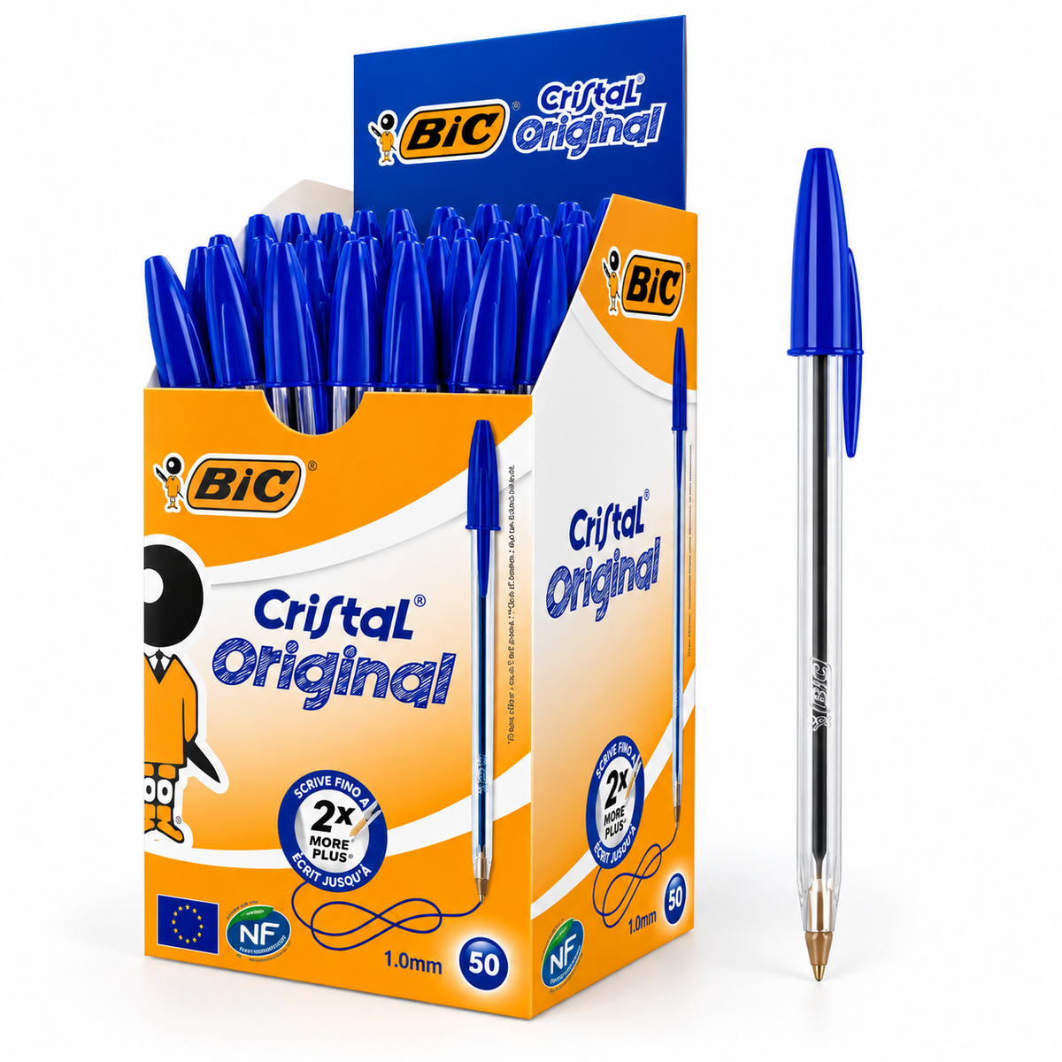 Penne BIC Cristal blu, confezione da 50 pezzi