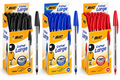 BIC Cristal Large con punta da 1,6 mm, confezioni da 50 penne nei colori nero, blu e rosso