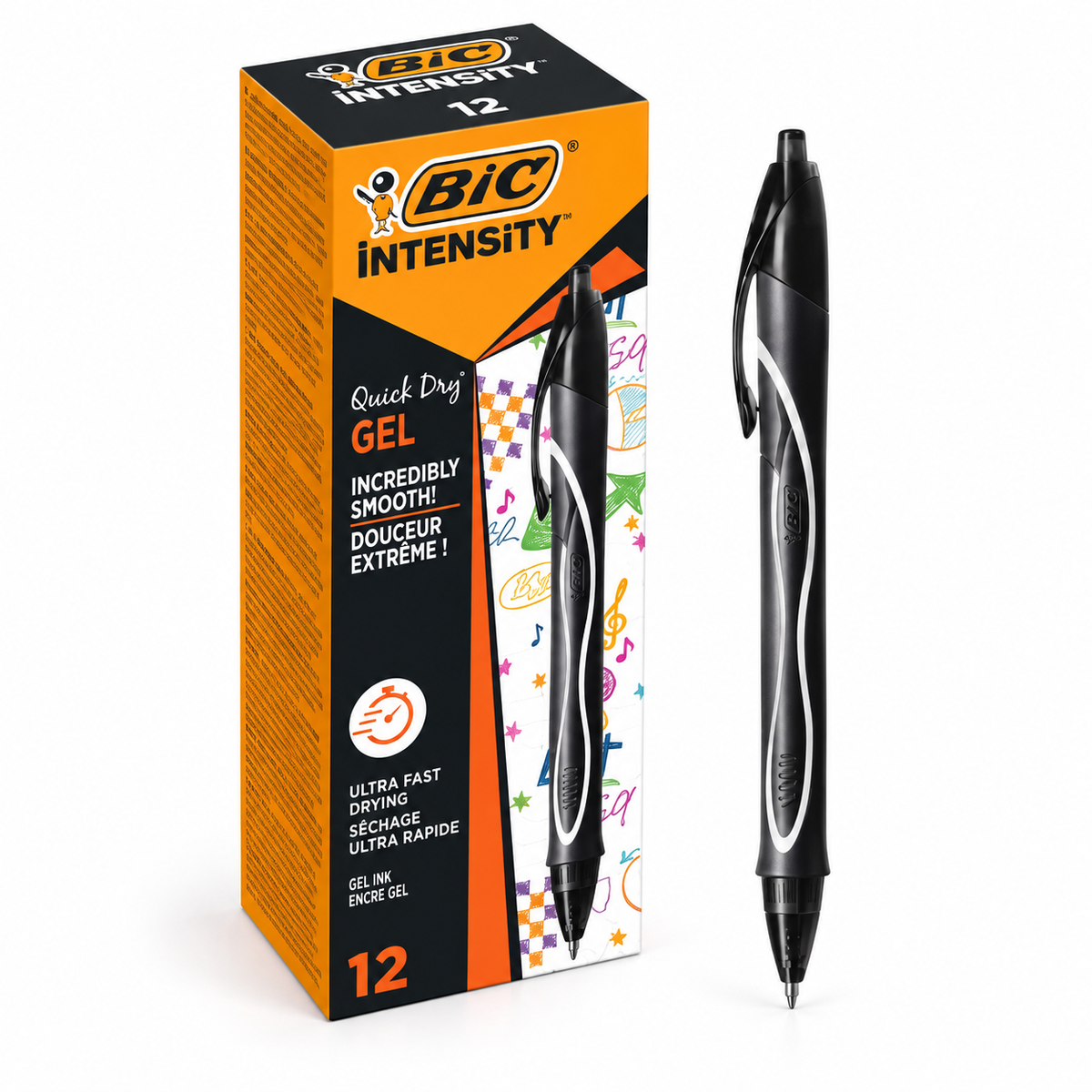 BIC Intensity Quick Dry Gel nera con confezione da 12 penne