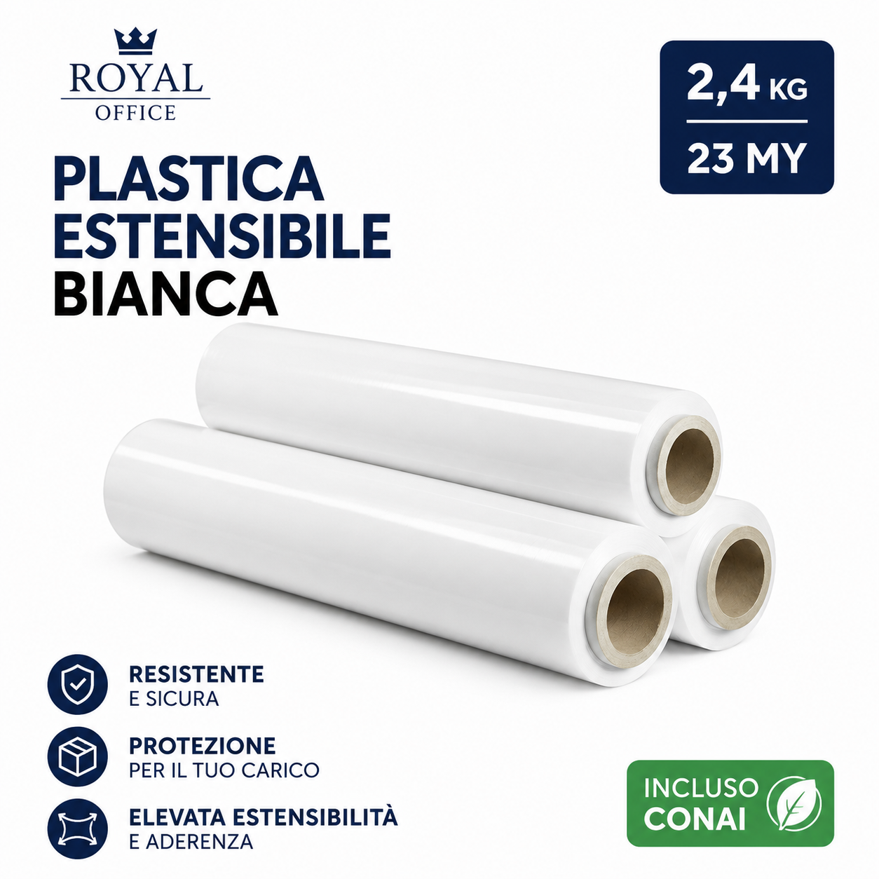Pellicola Estensibile Bianca Royal Office 2,4 Kg 23 My Incluso CONAI