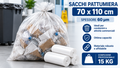 Sacchi pattumiera professionali 70×110 cm, spessore 60 µm, confezione da 15 kg