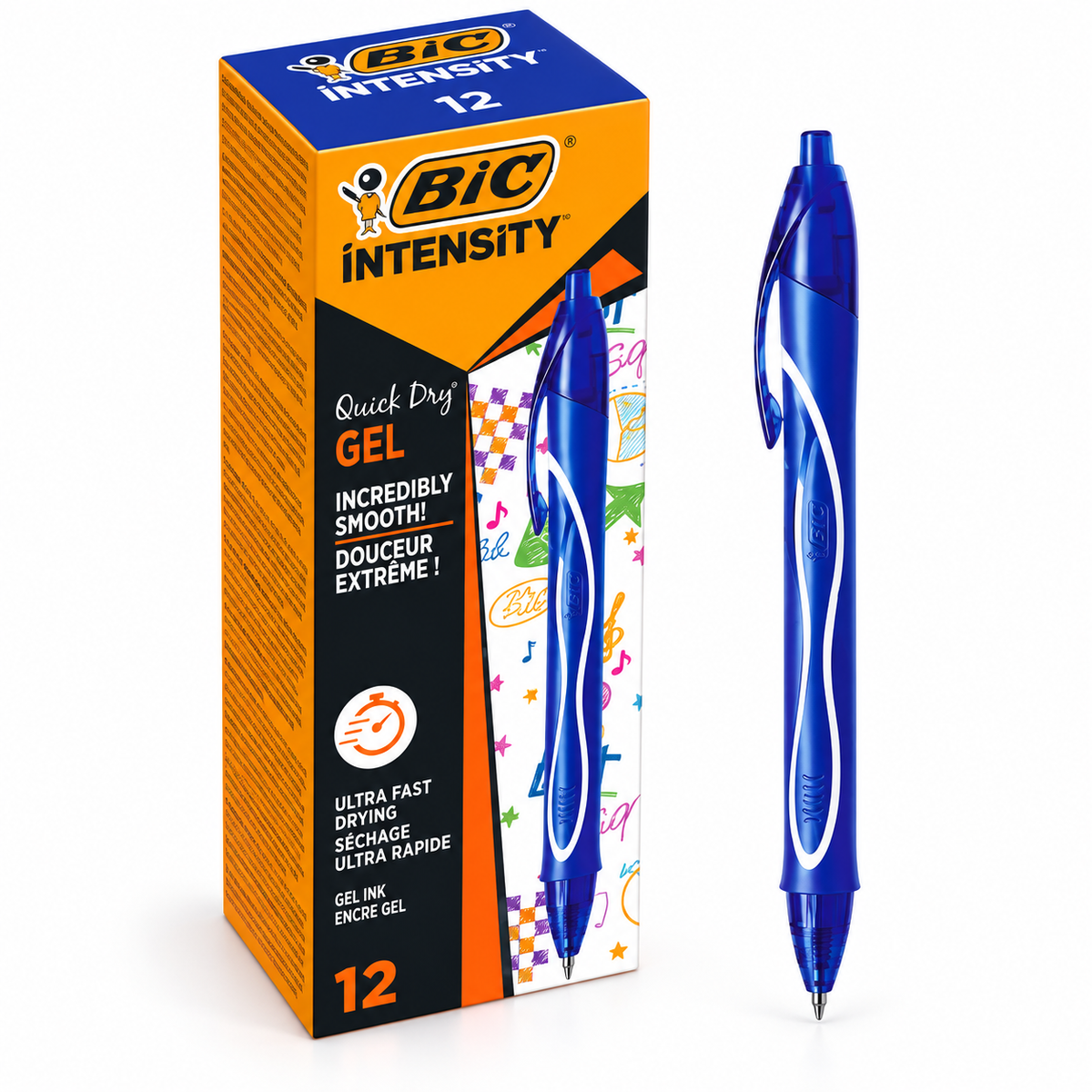 BIC Intensity Quick Dry Gel blu con confezione da 12 penne