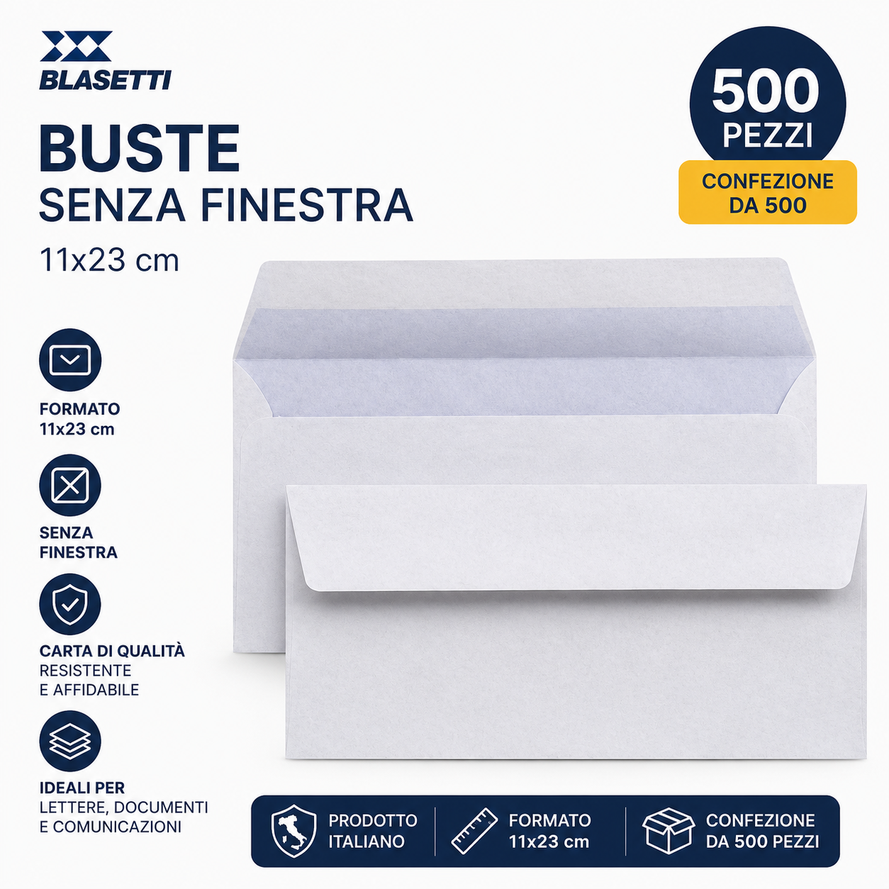 Buste Blasetti 11x23 Senza Finestra Confezione da 500 Pezzi